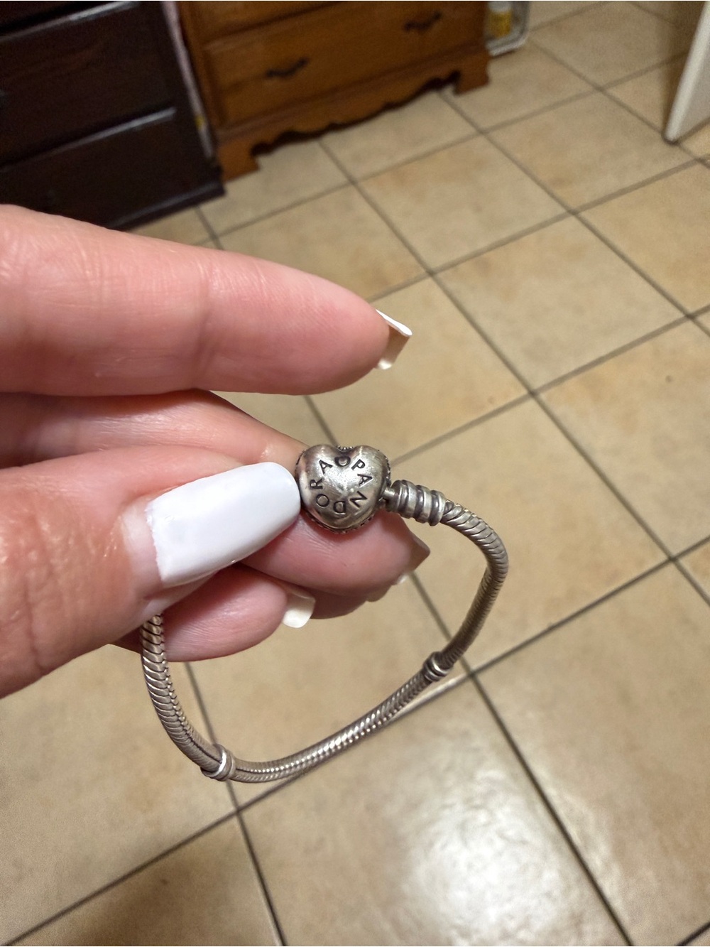 Pandora Silver Heart Clasp Bracelet with Snake Chain